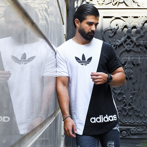 تیشرت آدیداس Adidas سفید مشکی مردانه مدل بهنام Behnam