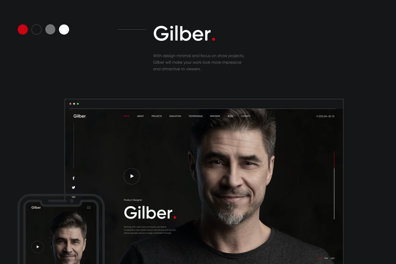 Download Gilber personal resume template for WordPress